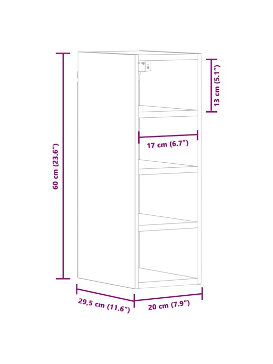 Riippuva kaappi savutammi 20x29,5x60 cm tekninen puu