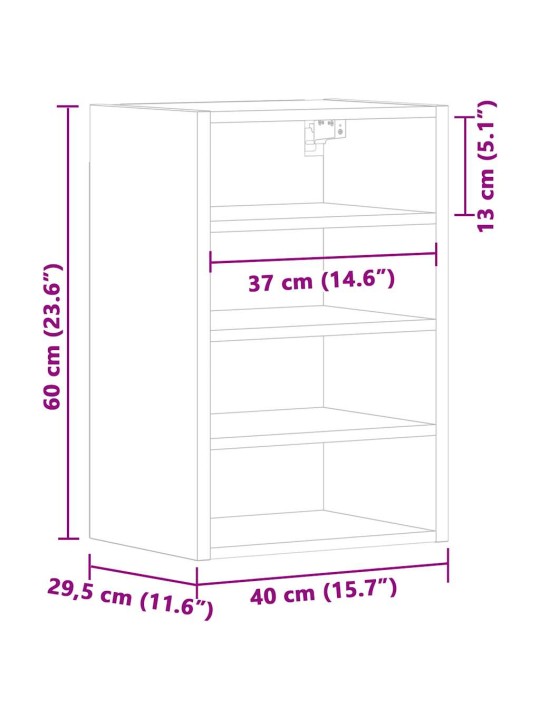 Riippuva kaappi ruskea tammi 40x29,5x60 cm lastulevy