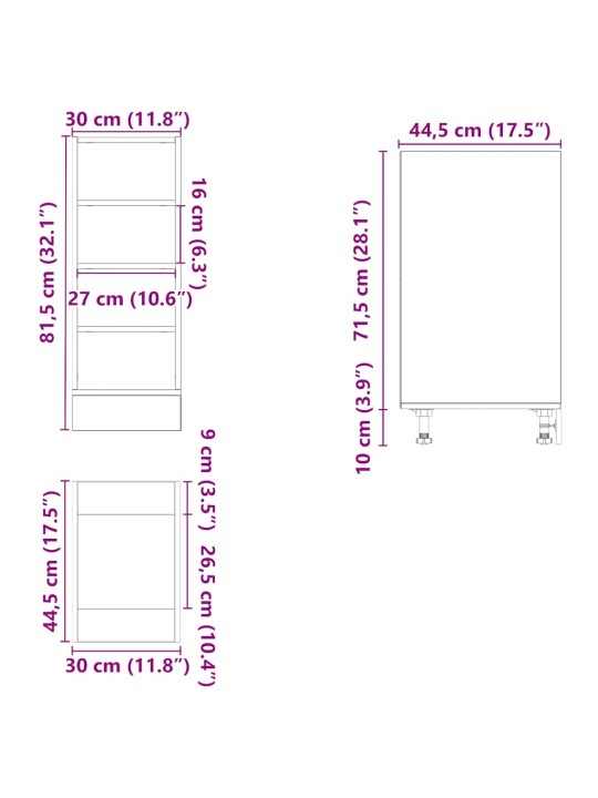 Alakaappi "riga" musta 30x44,5x81,5 cm engineered wood