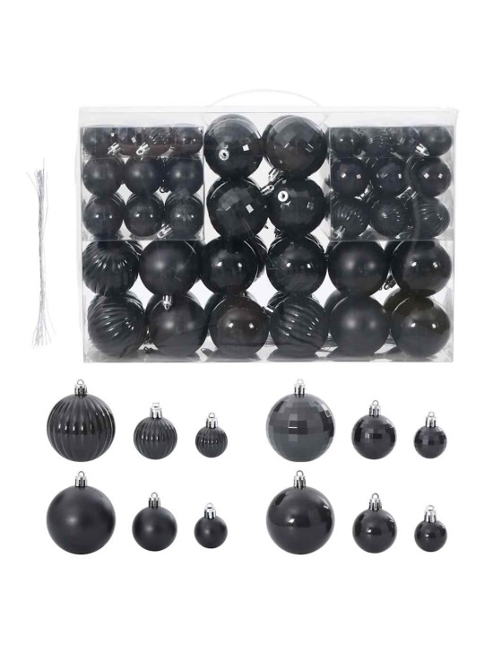 Joulukoristeet 100 kpl musta ø3/4/6 cm