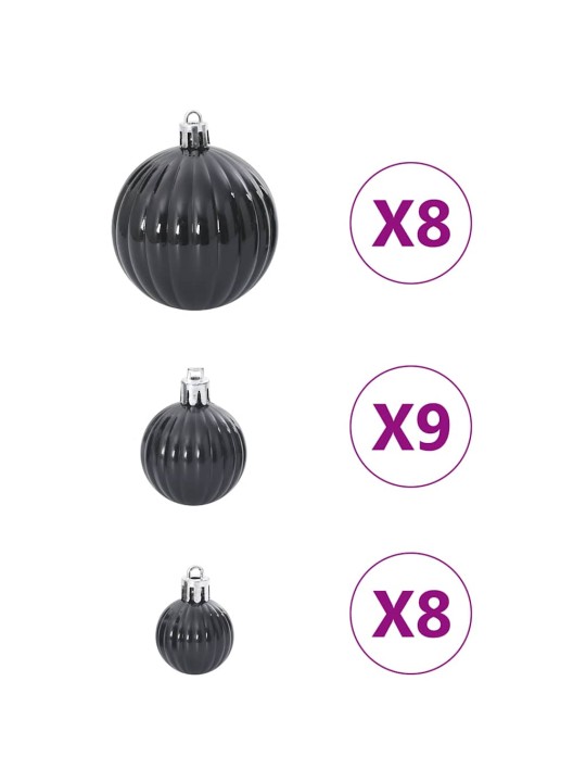 Joulukoristeet 100 kpl musta ø3/4/6 cm