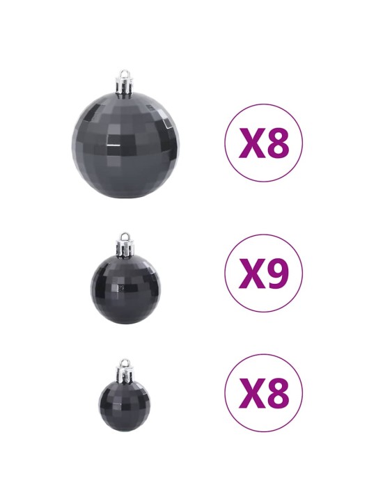 Joulukoristeet 100 kpl musta ø3/4/6 cm