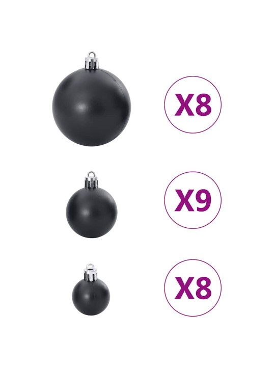 Joulukoristeet 100 kpl musta ø3/4/6 cm