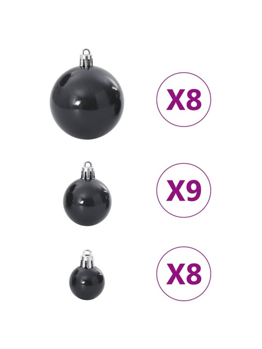 Joulukoristeet 100 kpl musta ø3/4/6 cm