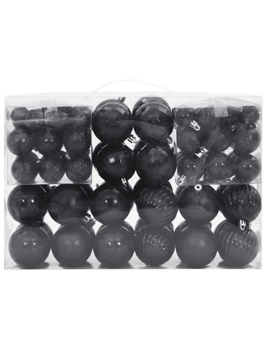 Joulukoristeet 100 kpl musta ø3/4/6 cm