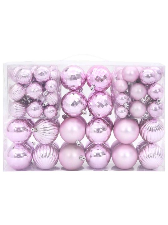 Joulukoristeet 100 kpl pinkki ø3/4/6 cm