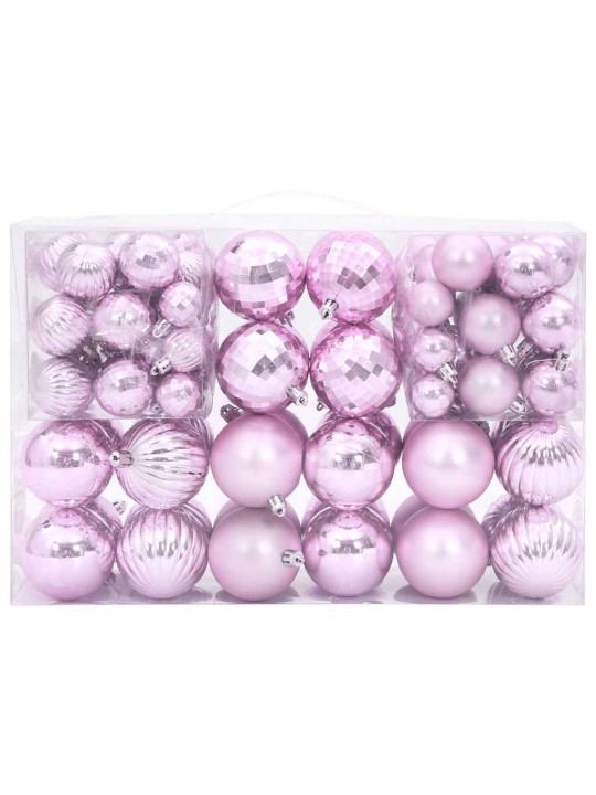 Joulukoristeet 100 kpl pinkki ø3/4/6 cm