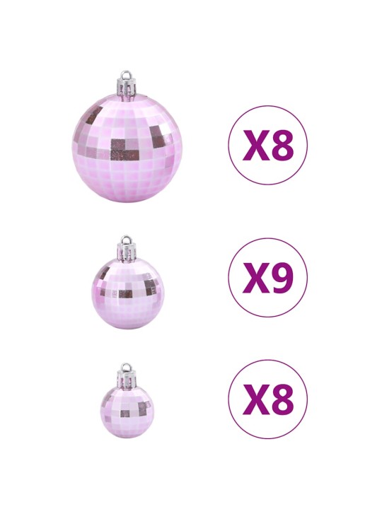 Joulukoristeet 100 kpl pinkki ø3/4/6 cm
