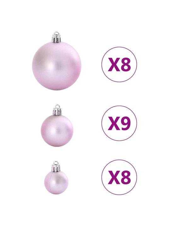 Joulukoristeet 100 kpl pinkki ø3/4/6 cm