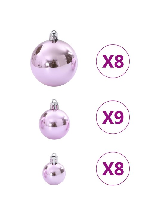 Joulukoristeet 100 kpl pinkki ø3/4/6 cm