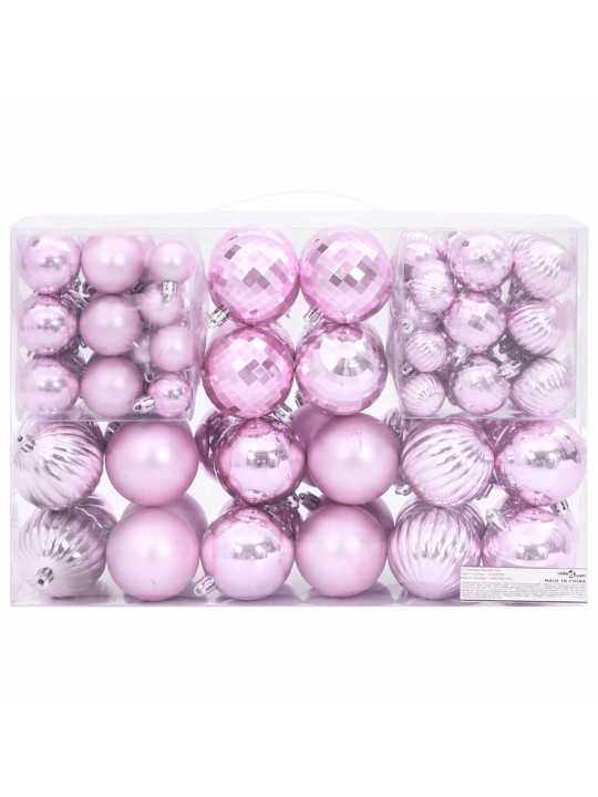 Joulukoristeet 100 kpl pinkki ø3/4/6 cm