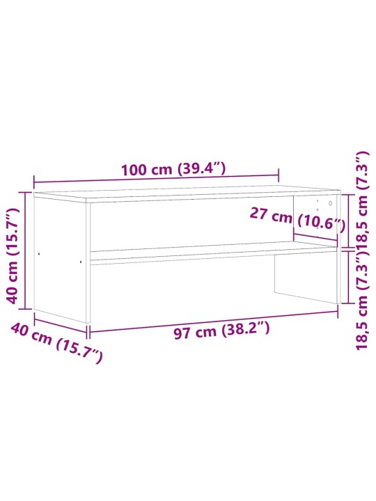 TV-taso vanhaa puuta 100x40x40 cm lastulevy