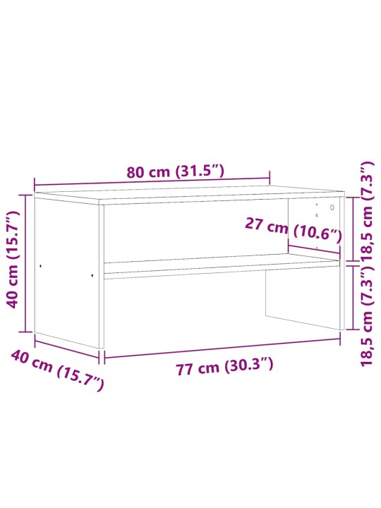 TV-taso vanhaa puuta 80x40x40 cm lastulevy