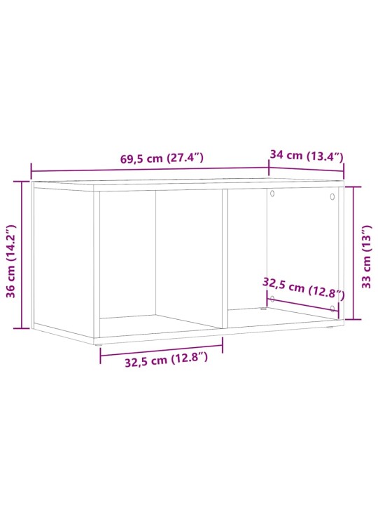 LP Säilytyslaatikko vanhaa puuta 69,5x34x36 cm suunniteltu puu