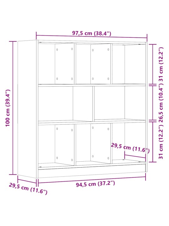 Kirjakaappi käsityöläinen tammi 97,5x29,5x100 cm tekninen puu