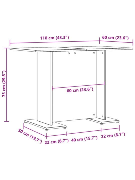 Ruokapöytä vanhaa puuta 110x60x75 cm lastulevy