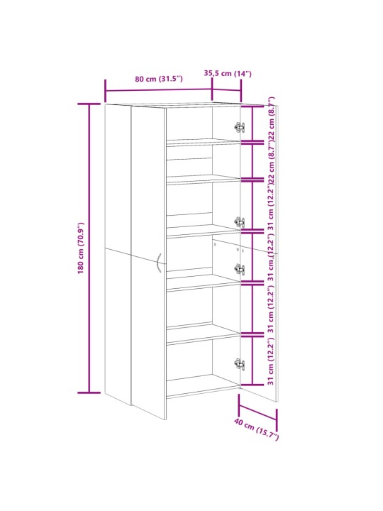 Kenkäkaappi vanhaa puuta 80x35,5x180 cm lastulevy