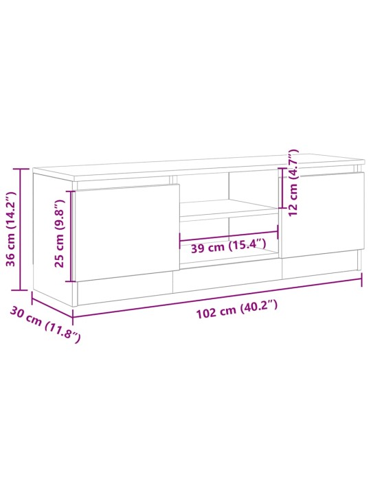 TV-taso vanhaa puuta 102x30x36 cm lastulevy