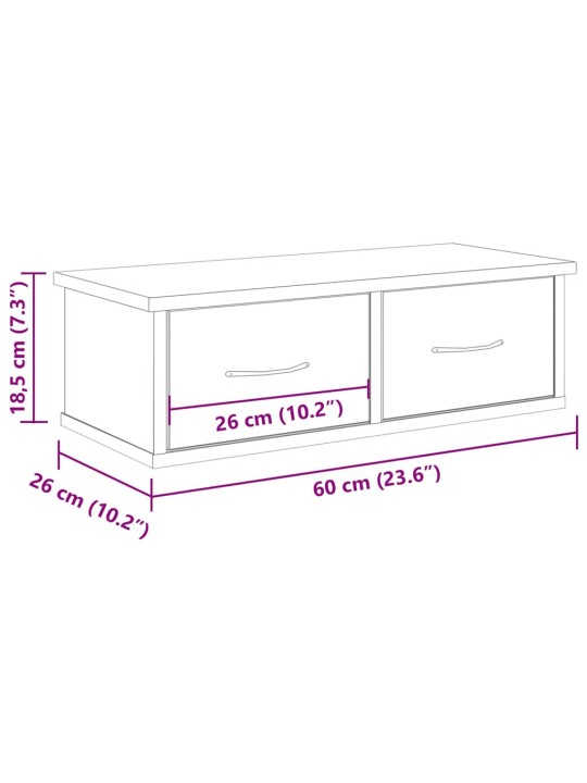 Seinäkaappi vanha puu 60x26x18,5 cm tekninen puu
