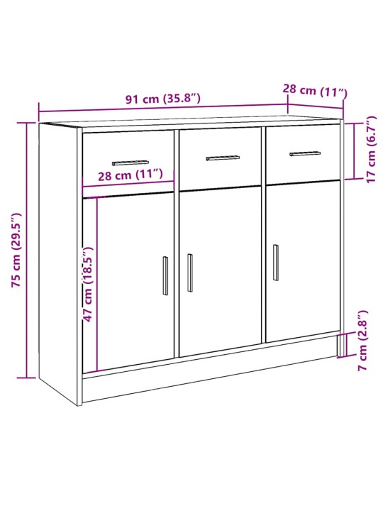 Senkki vanha puu 91x28x75 cm tekninen puu