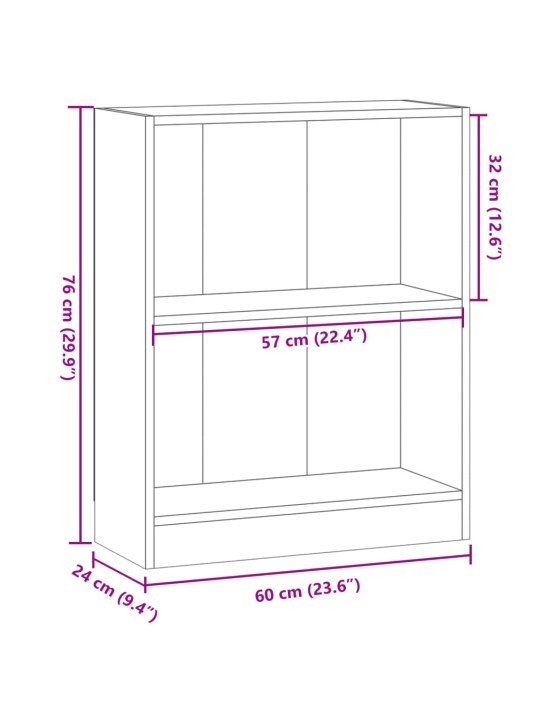 Kirjahylly vanha puu 60x24x76 cm tekninen puu