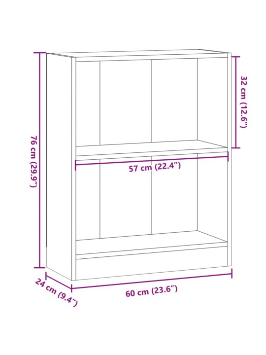 Kirjahylly artesaani tammi 60x24x76 cm tekninen puu