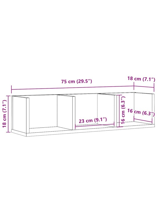 Cd-seinähylly vanhaa puuta 75x18x18 cm lastulevy