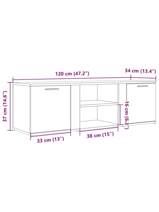 TV-taso vanhaa puuta 120x34x37 cm lastulevy