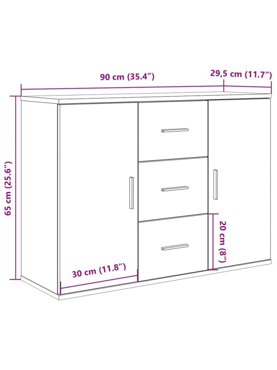 Senkki artesaani tammi 90x29,5x65 cm tekninen puu