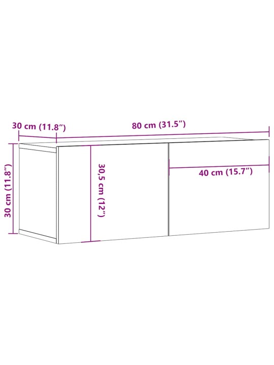 TV-seinäkaappi vanha puu 80x30x30 cm tekninen puu