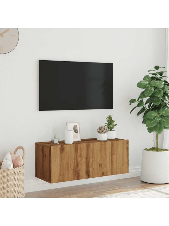 Tv-seinäkaappi artesaani tammi 80x30x30 cm tekninen puu