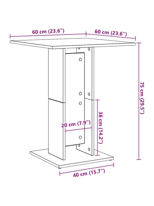 Bistropöytä vanhaa puuta 60x60x75 cm lastulevy