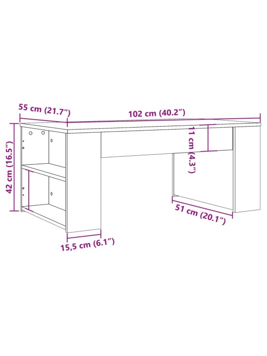 Sohvapöytä artesaani tammi 102x55x42 cm tekninen puu