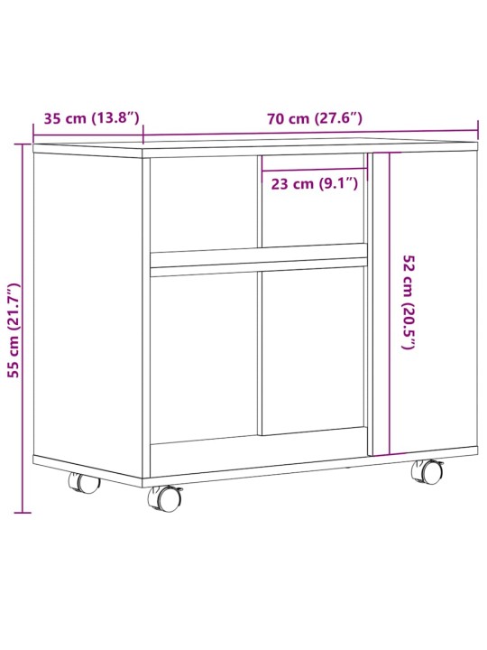 Sivupöytä vanhaa puuta 70x35x55 cm tekninen puu