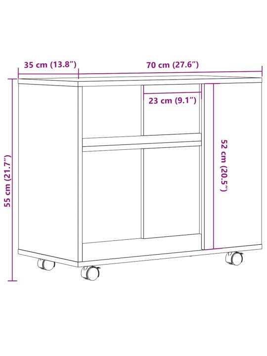 Sivupöytä käsityöläinen tammi 70x35x55 cm tekninen puu