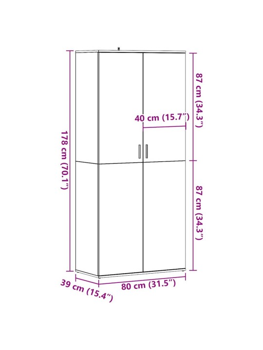 Kenkäkaappi käsityöläinen tammi 80x39x178 cm tekninen puu