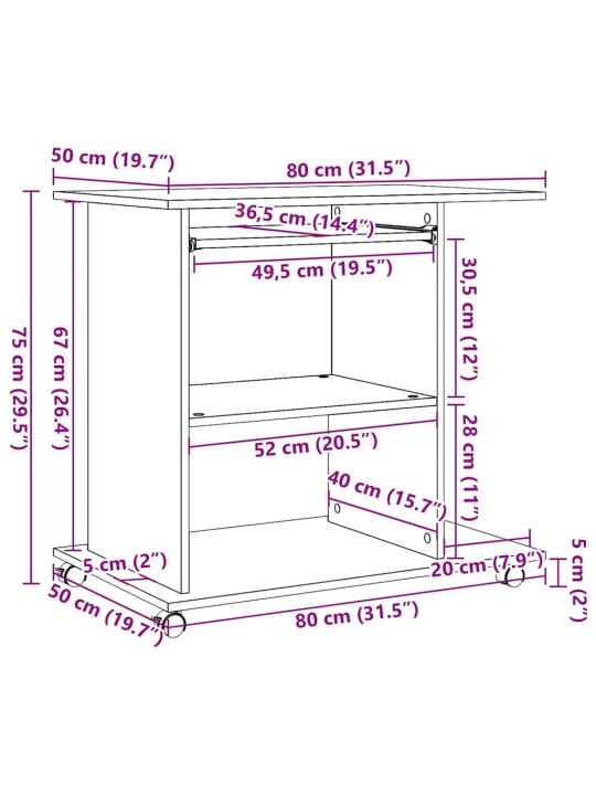 Tietokonepöytä vanhaa puuta 80x50x75 cm lastulevy