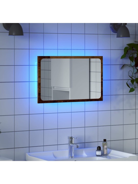 Kylpyhuoneen peili LED-valoilla vanha puu 60x8,5x38 cm