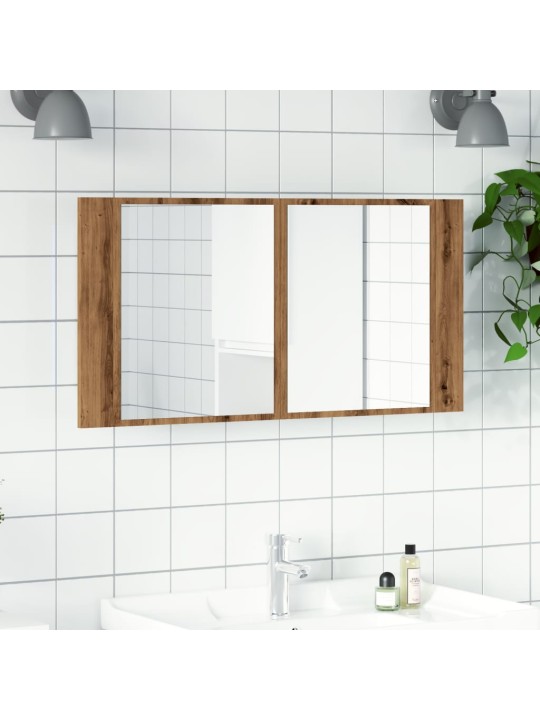 Led peilikaappi käsityöläinen tammi 90x12x45 cm tekninen puu