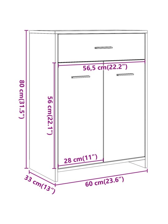 Kylpyhuonekaappi betoninharmaa 60x33x80 cm lastulevy