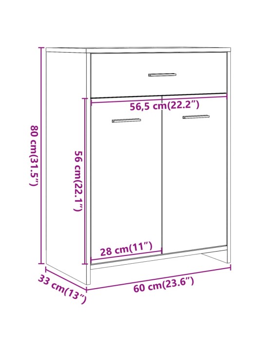 Kylpyhuonekaappi vanhaa puuta 60x33x80 cm lastulevy