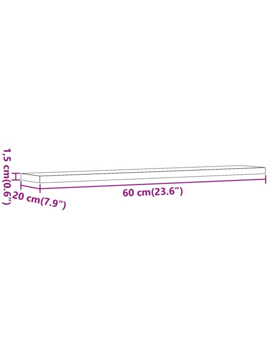 Seinähyllyt 4 kpl vanha puu 60x20x1,5 cm tekninen puu