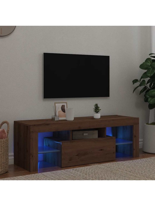 Tv-kaappi led-valoilla käsityöläinen tammi 120x36,5x40 cm