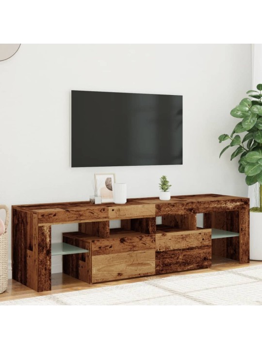 TV-kaappi LED-valoilla vanha puu 140x36,5x40 cm teknillinen puu