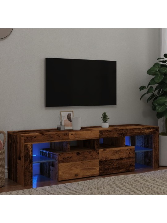 TV-kaappi LED-valoilla vanha puu 140x36,5x40 cm teknillinen puu