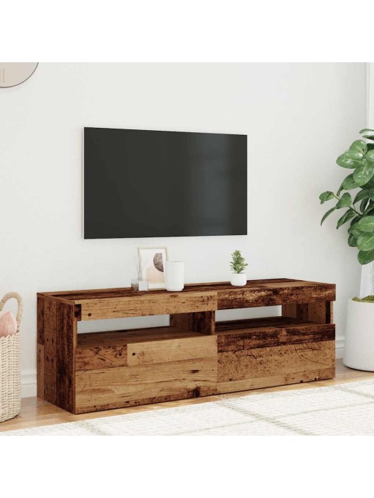 TV-kaappi LED-valoilla vanha puu 120x35x40 cm teknillinen puu