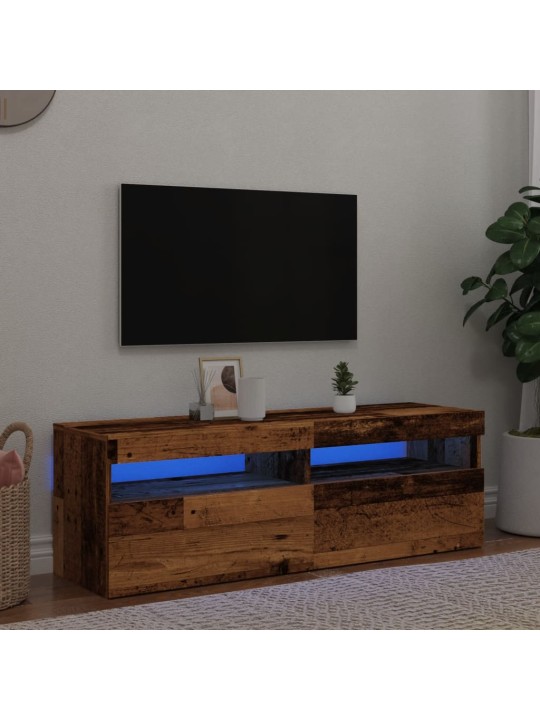 TV-kaappi LED-valoilla vanha puu 120x35x40 cm teknillinen puu