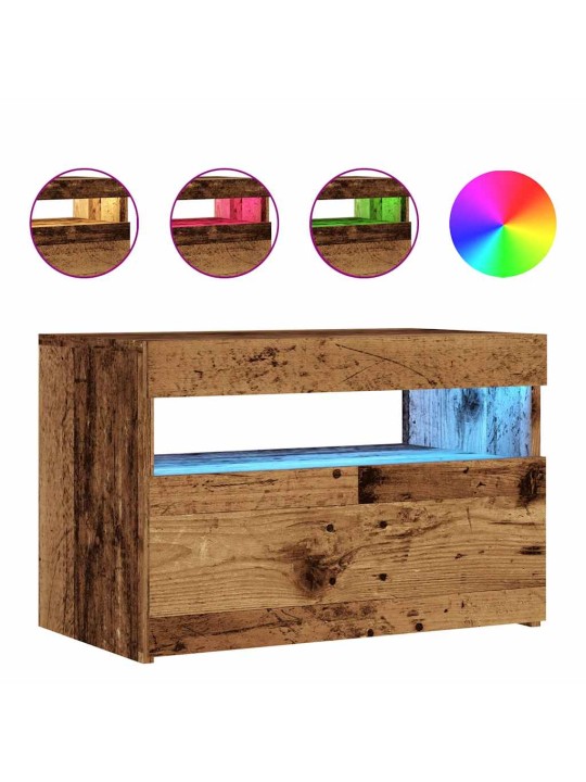 Tv-kaappi led-valoilla old wood 60x35x40 cm engineered wood