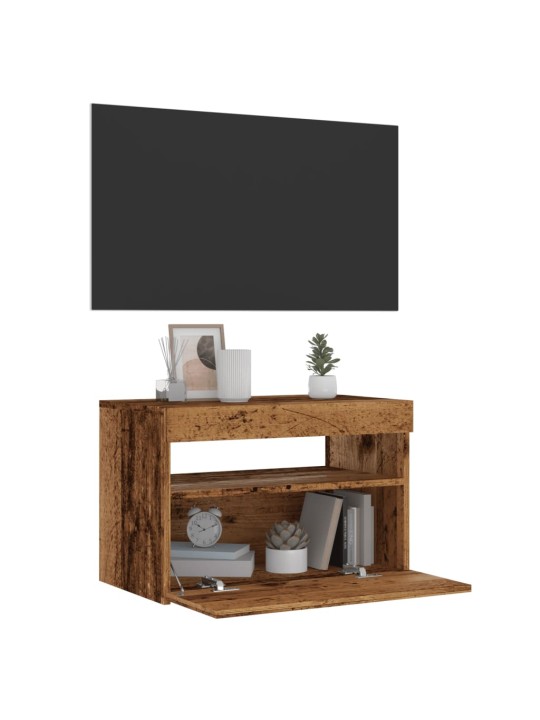Tv-kaappi led-valoilla old wood 60x35x40 cm engineered wood