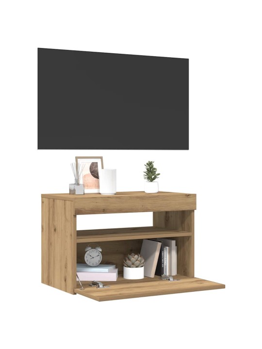 Tv-kaappi led-valoilla käsityöläinen tammi 60x35x40 cm